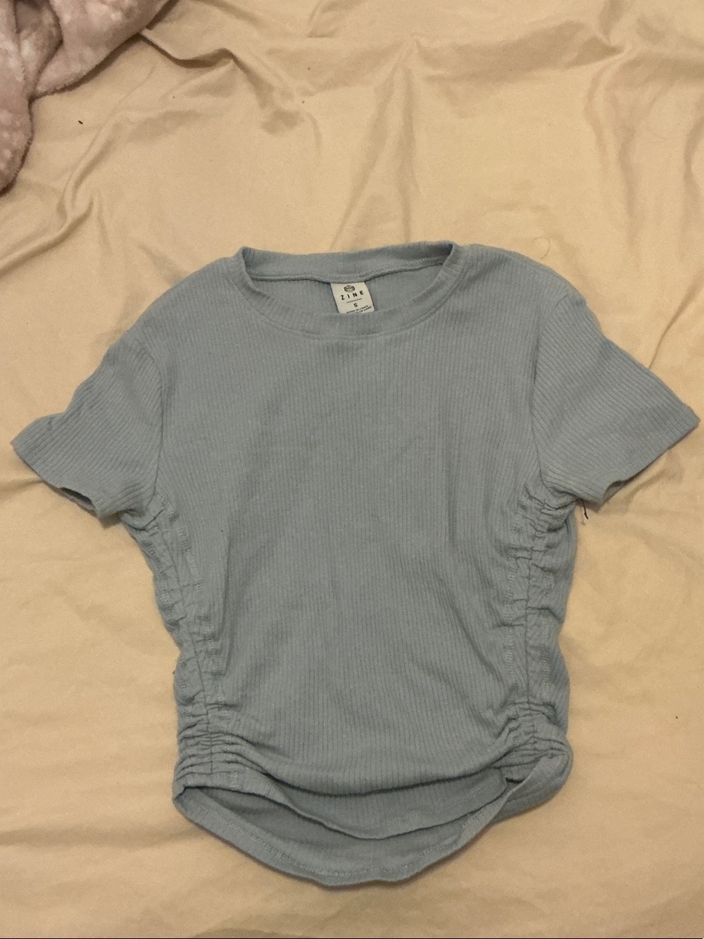 Zine Clothing Pale Blue Ribbed Short Sleeve Tee